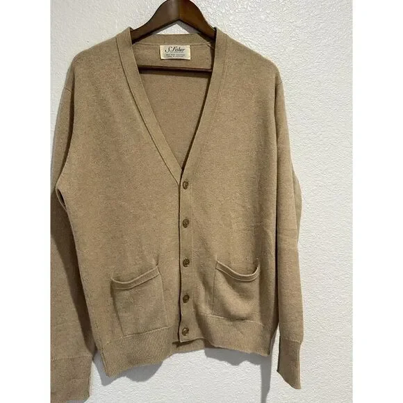 VINTAGE S. Fisher Burlington Arcade Cashmere Cardigan Sweater Adult Large Mens